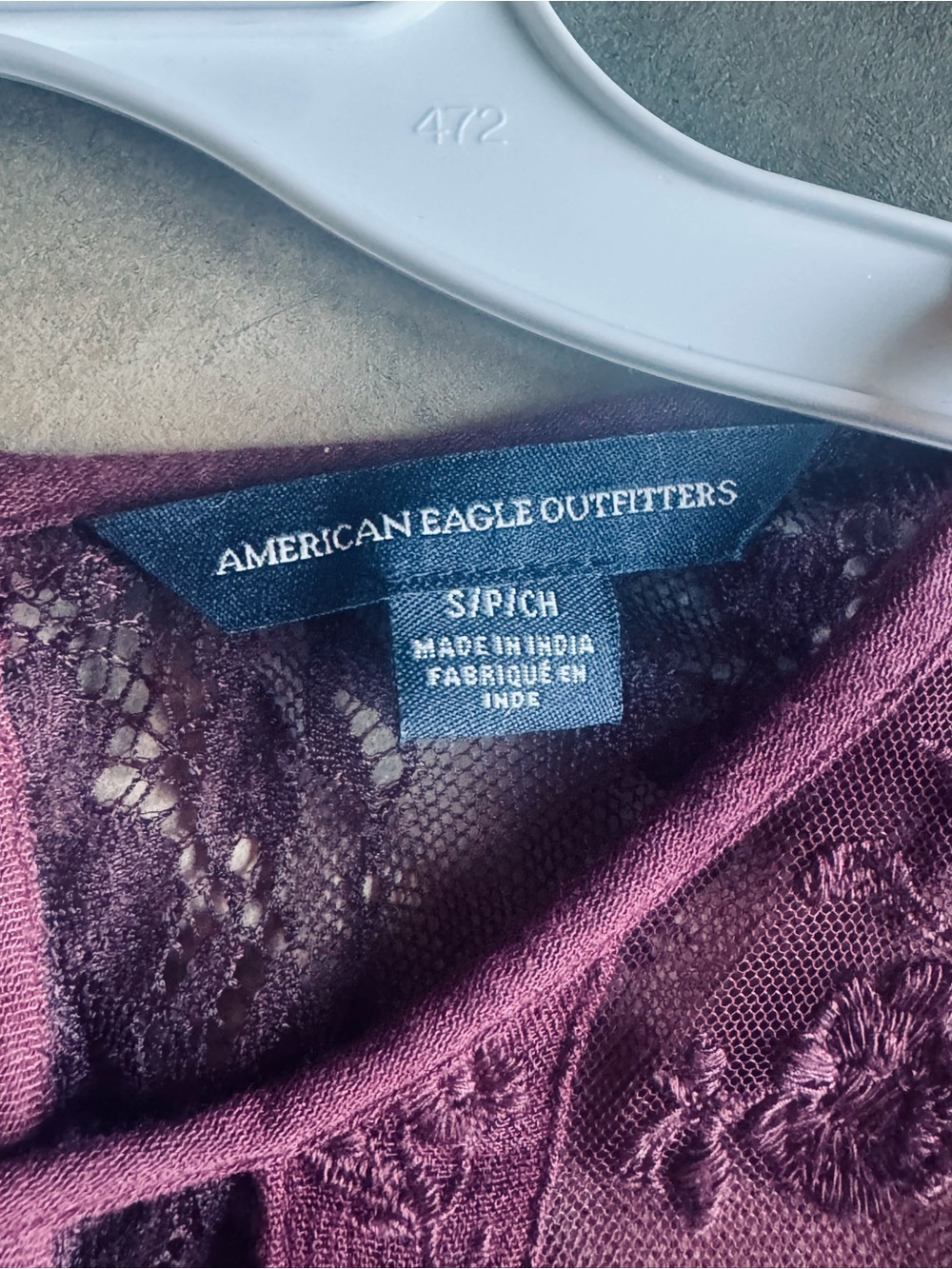 American Eagle Outfitters Burgundy Lace Peasant Blouse Ruffles, Babydoll, S - Picture 6 of 9